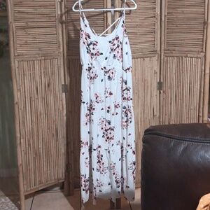 Beautiful long white dress with flowers